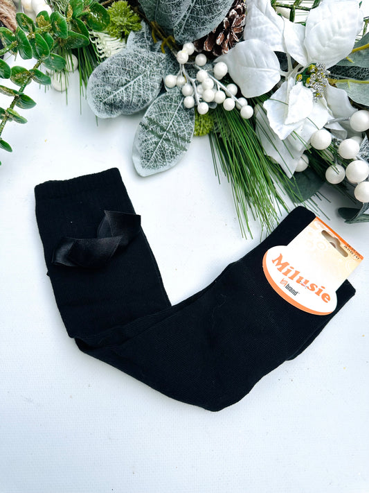 Black knee socks with black bow