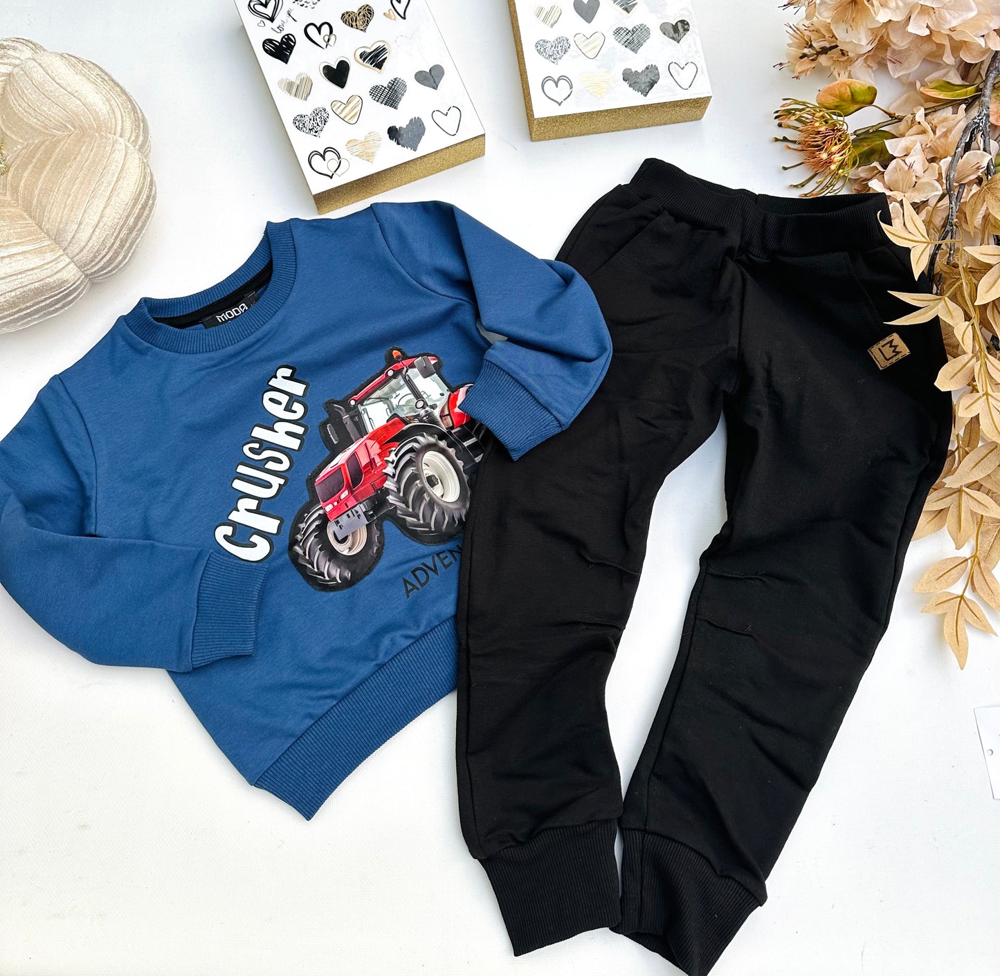 Navy tractor sweatshirt ( flashing light )