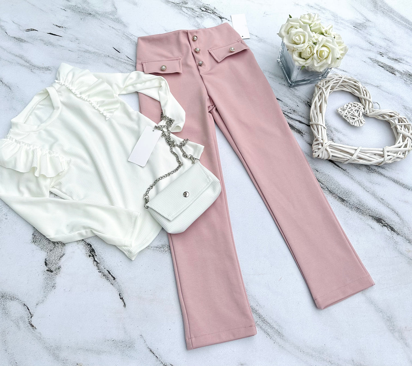 Pink button pants